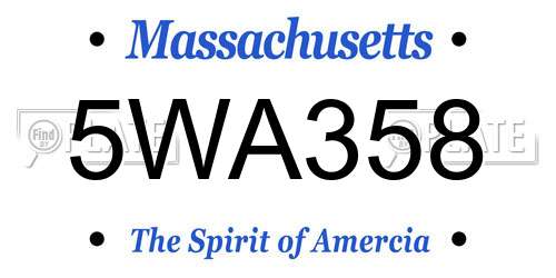 5WA358 Massachusetts License Plate