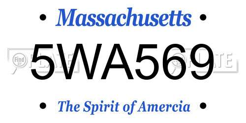 5WA569 Massachusetts License Plate