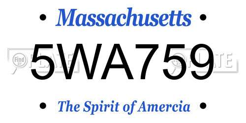 5WA759 Massachusetts License Plate