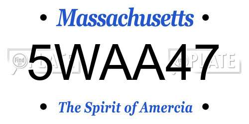 5WAA47 Massachusetts License Plate