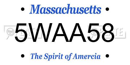 5WAA58 Massachusetts License Plate
