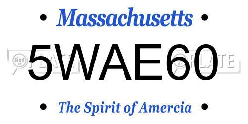 5WAE60 Massachusetts License Plate