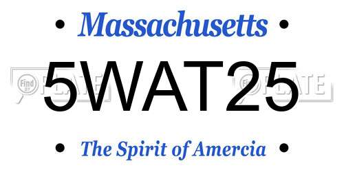 5WAT25 Massachusetts License Plate