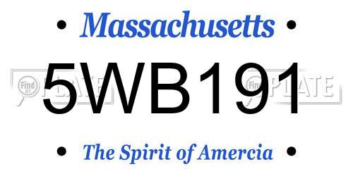 5WB191 Massachusetts License Plate