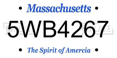 5WB4267 Massachusetts License Plate
