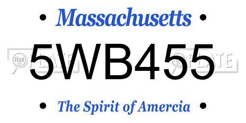 5WB455 Massachusetts License Plate