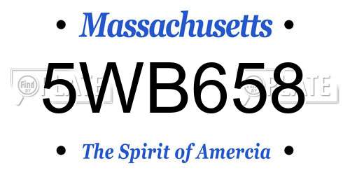 5WB658 Massachusetts License Plate