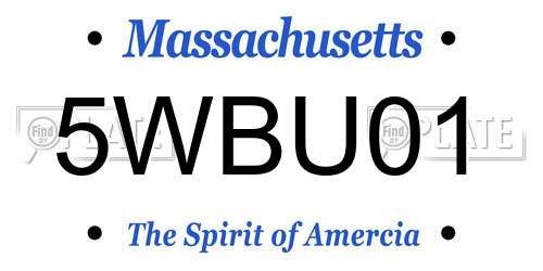 5WBU01 Massachusetts License Plate