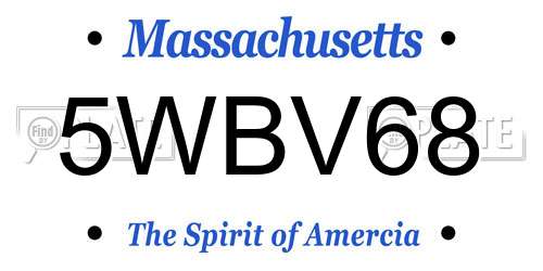 5WBV68 Massachusetts License Plate