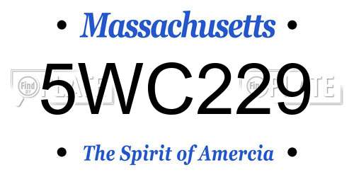 5WC229 Massachusetts License Plate