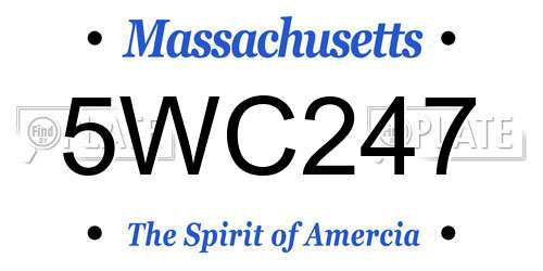 5WC247 Massachusetts License Plate