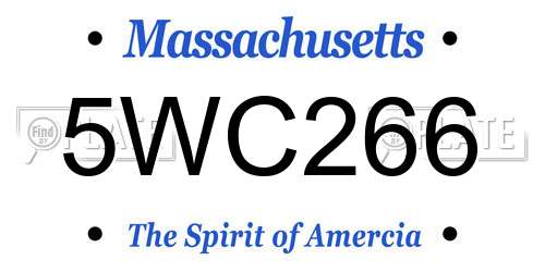 5WC266 Massachusetts License Plate