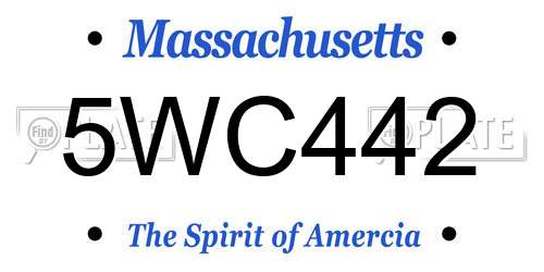 5WC442 Massachusetts License Plate