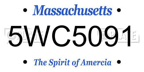 5WC5091 Massachusetts License Plate