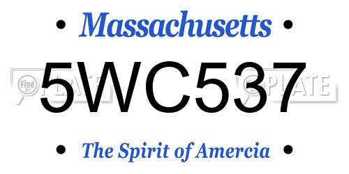 5WC537 Massachusetts License Plate