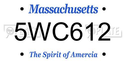 5WC612 Massachusetts License Plate