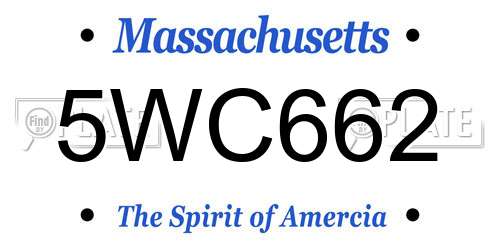 5WC662 Massachusetts License Plate