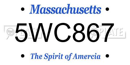 5WC867 Massachusetts License Plate
