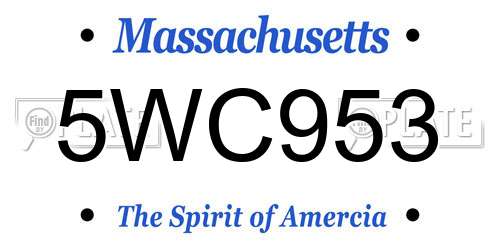 5WC953 Massachusetts License Plate