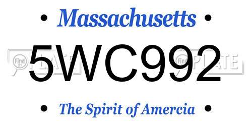 5WC992 Massachusetts License Plate