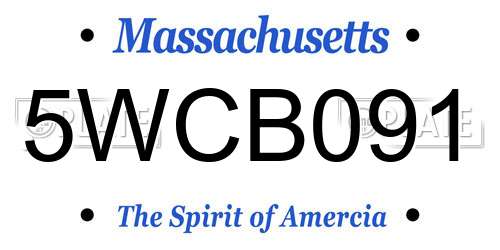 5WCB091 Massachusetts License Plate