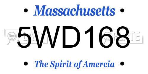 5WD168 Massachusetts License Plate