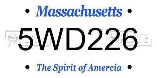 5WD226 Massachusetts License Plate