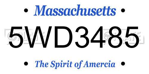 5WD3485 Massachusetts License Plate