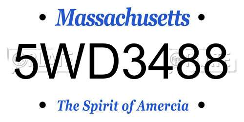5WD3488 Massachusetts License Plate
