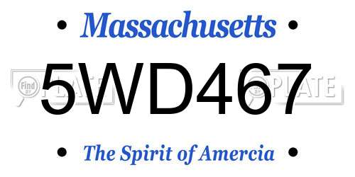 5WD467 Massachusetts License Plate