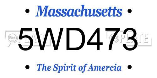 5WD473 Massachusetts License Plate