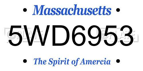 5WD6953 Massachusetts License Plate