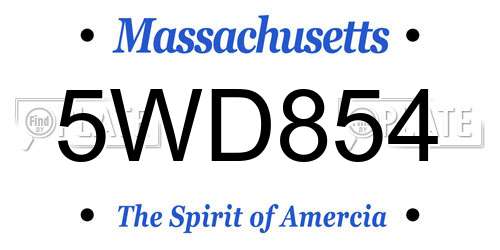 5WD854 Massachusetts License Plate