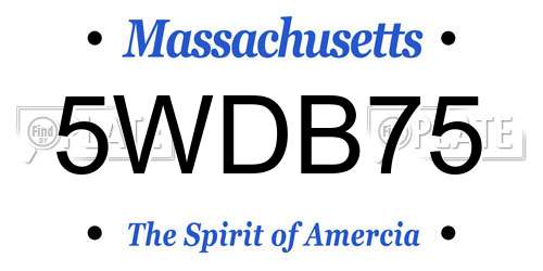 5WDB75 Massachusetts License Plate
