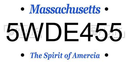 5WDE455 Massachusetts License Plate
