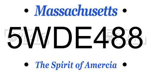 5WDE488 Massachusetts License Plate