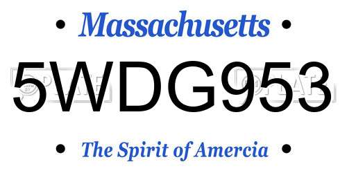 5WDG953 Massachusetts License Plate