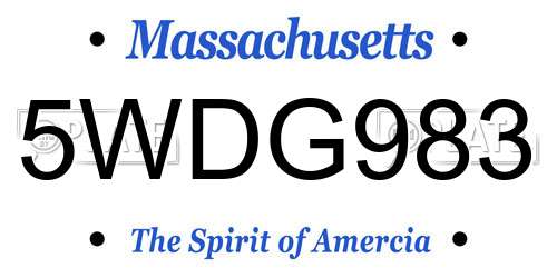 5WDG983 Massachusetts License Plate