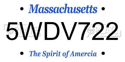 5WDV722 Massachusetts License Plate