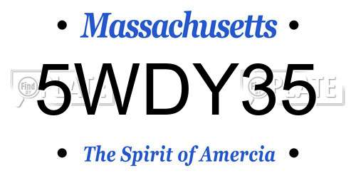 5WDY35 Massachusetts License Plate