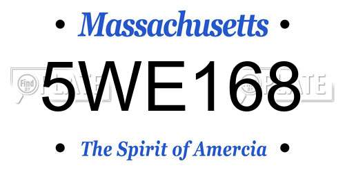 5WE168 Massachusetts License Plate