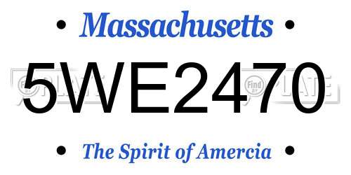5WE2470 Massachusetts License Plate