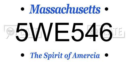 5WE546 Massachusetts License Plate
