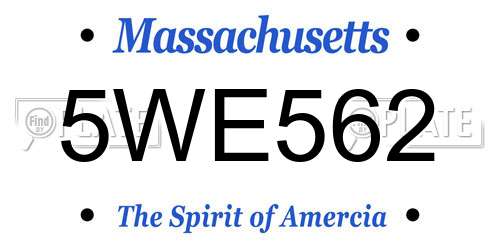 5WE562 Massachusetts License Plate
