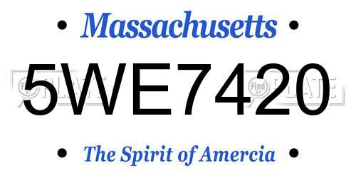 5WE7420 Massachusetts License Plate