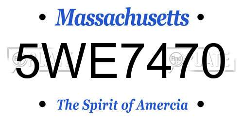 5WE7470 Massachusetts License Plate