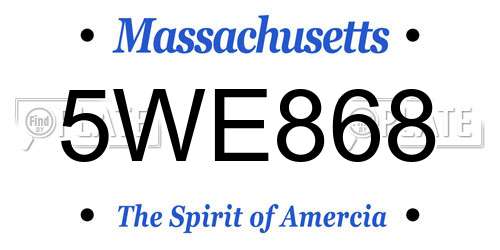 5WE868 Massachusetts License Plate