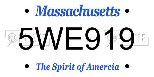 5WE919 Massachusetts License Plate