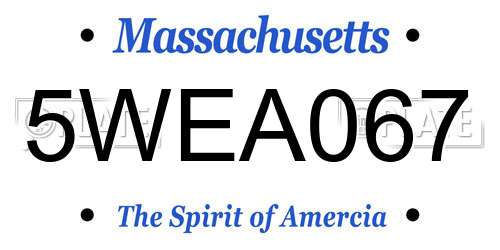 5WEA067 Massachusetts License Plate