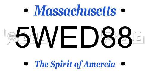 5WED88 Massachusetts License Plate